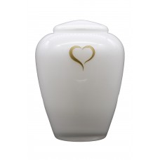 Exkluzív fehér üvegopál urna szív mintával