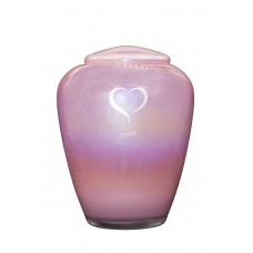 Exkluzív rózsaszín üvegopál urna szív mintával