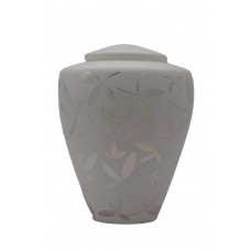 Exkluzív matt fehér üvegopál urna arany bambuszlevél mintával